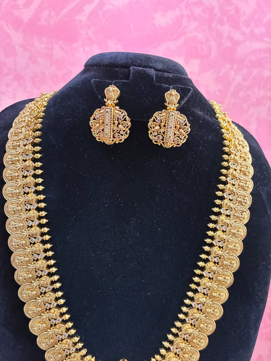 Premium Micro Gold Plated Long Laxmi Haram Made4Madams