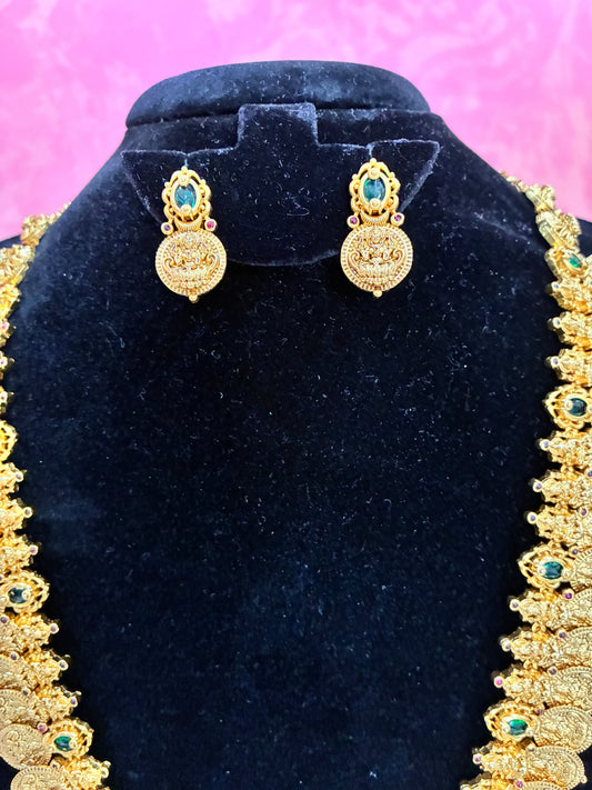 Elegance of Modern Micro Gold Plated Laxmi Long Haram Made4Madams