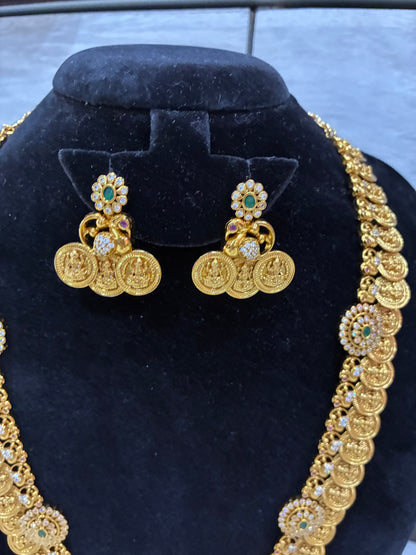 Elegant Ethnic Micro Gold Plated Lakshmi Kasula Haram Made4Madams