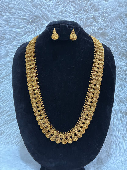 Beautiful Micro Gold Plated Long Lakshmi Kasula Haram Made4Madams