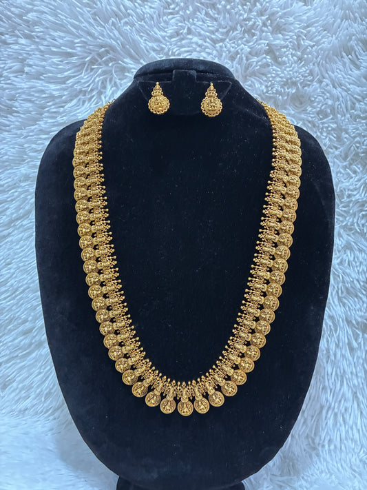 Beautiful Micro Gold Plated Long Lakshmi Kasula Haram Made4Madams