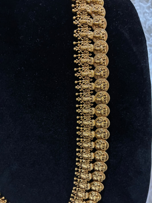 Beautiful Micro Gold Plated Long Lakshmi Kasula Haram Made4Madams