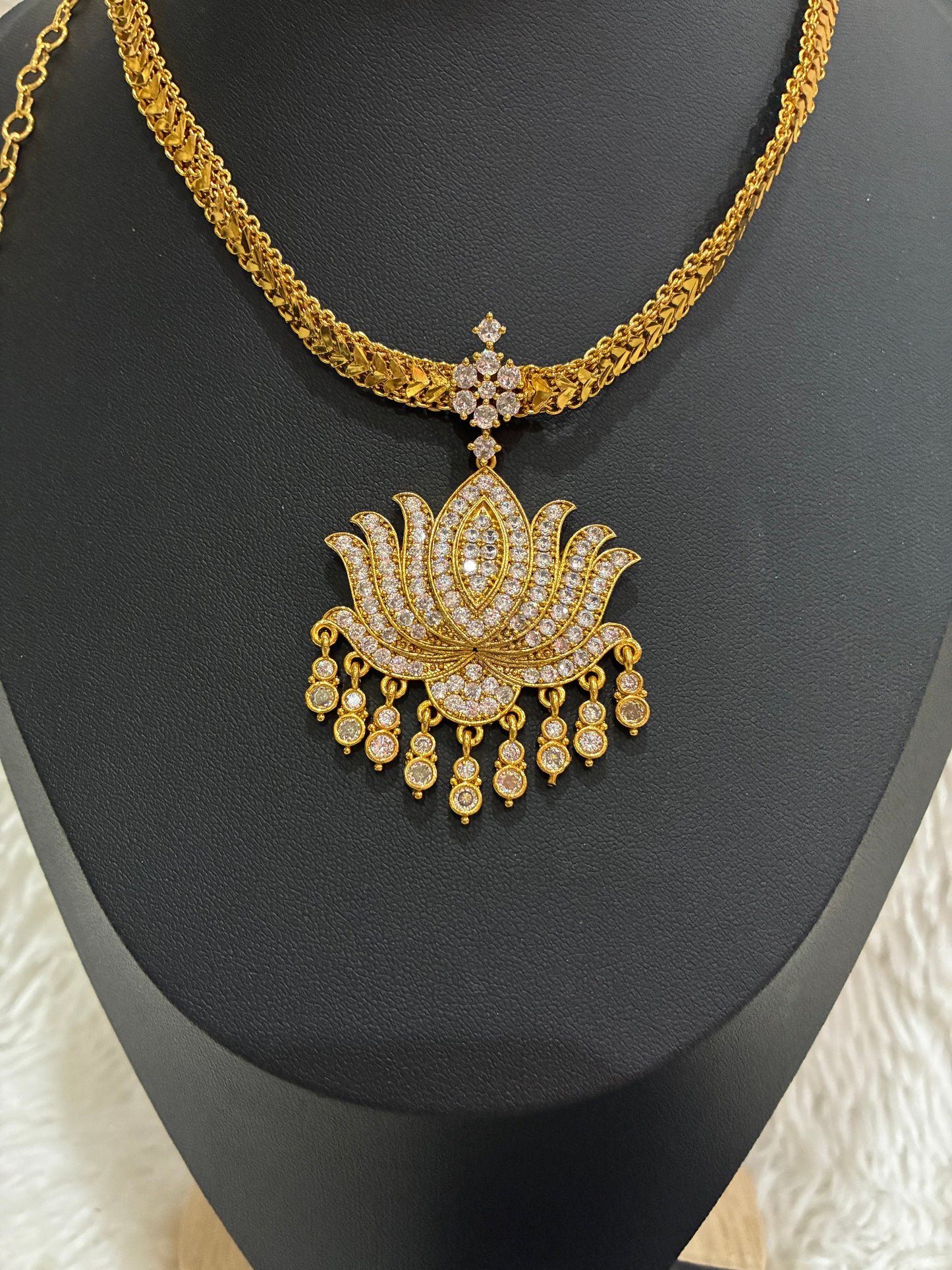Micro Gold Plated Nanu with Lotus design Pendant with Earrings Made4Madams