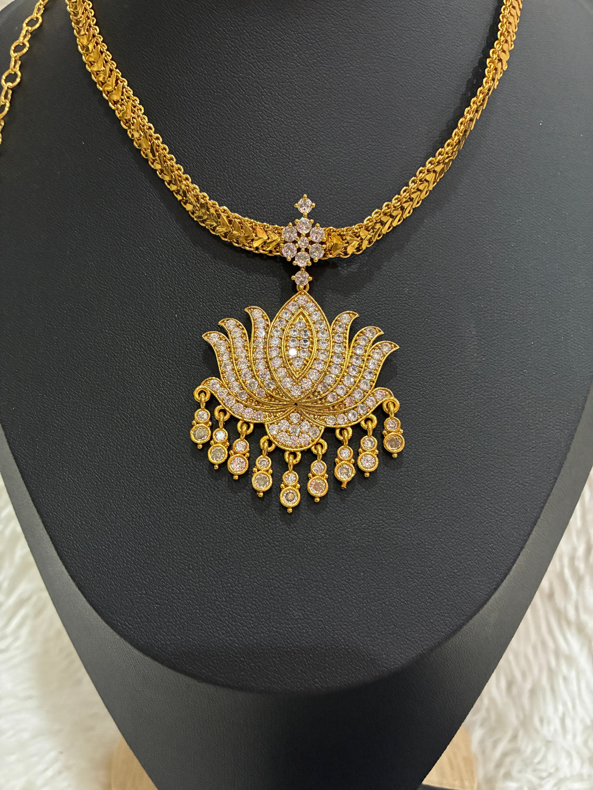Micro Gold Plated Nanu with Lotus design Pendant with Earrings Made4Madams