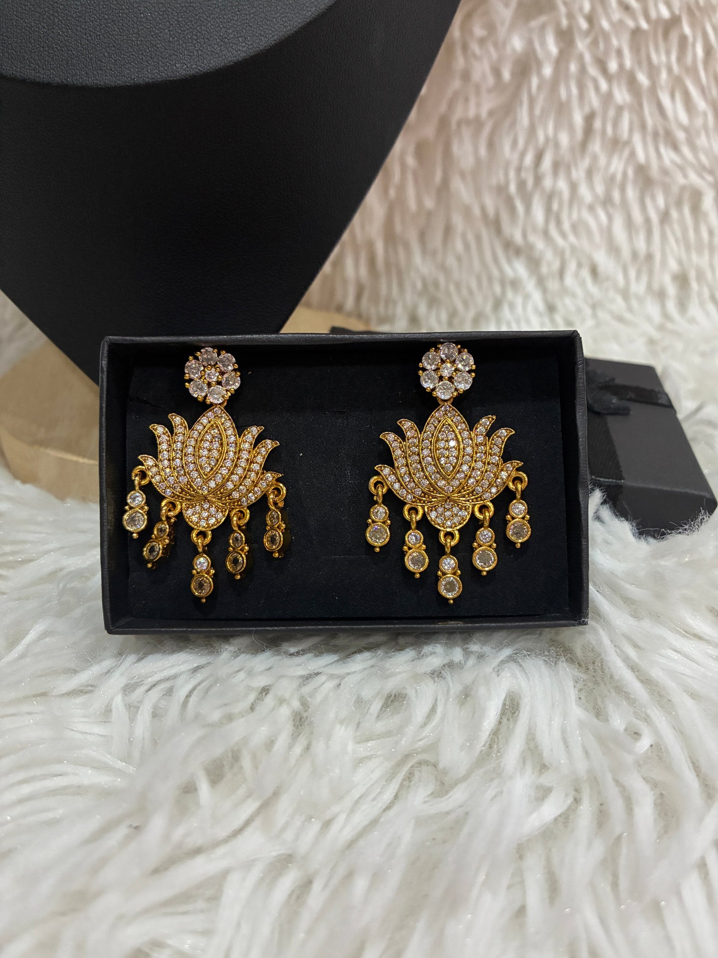 Micro Gold Plated Nanu with Lotus design Pendant with Earrings Made4Madams