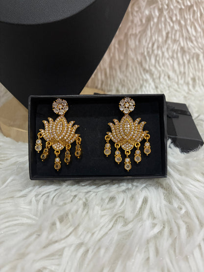 Micro Gold Plated Nanu with Lotus design Pendant with Earrings Made4Madams