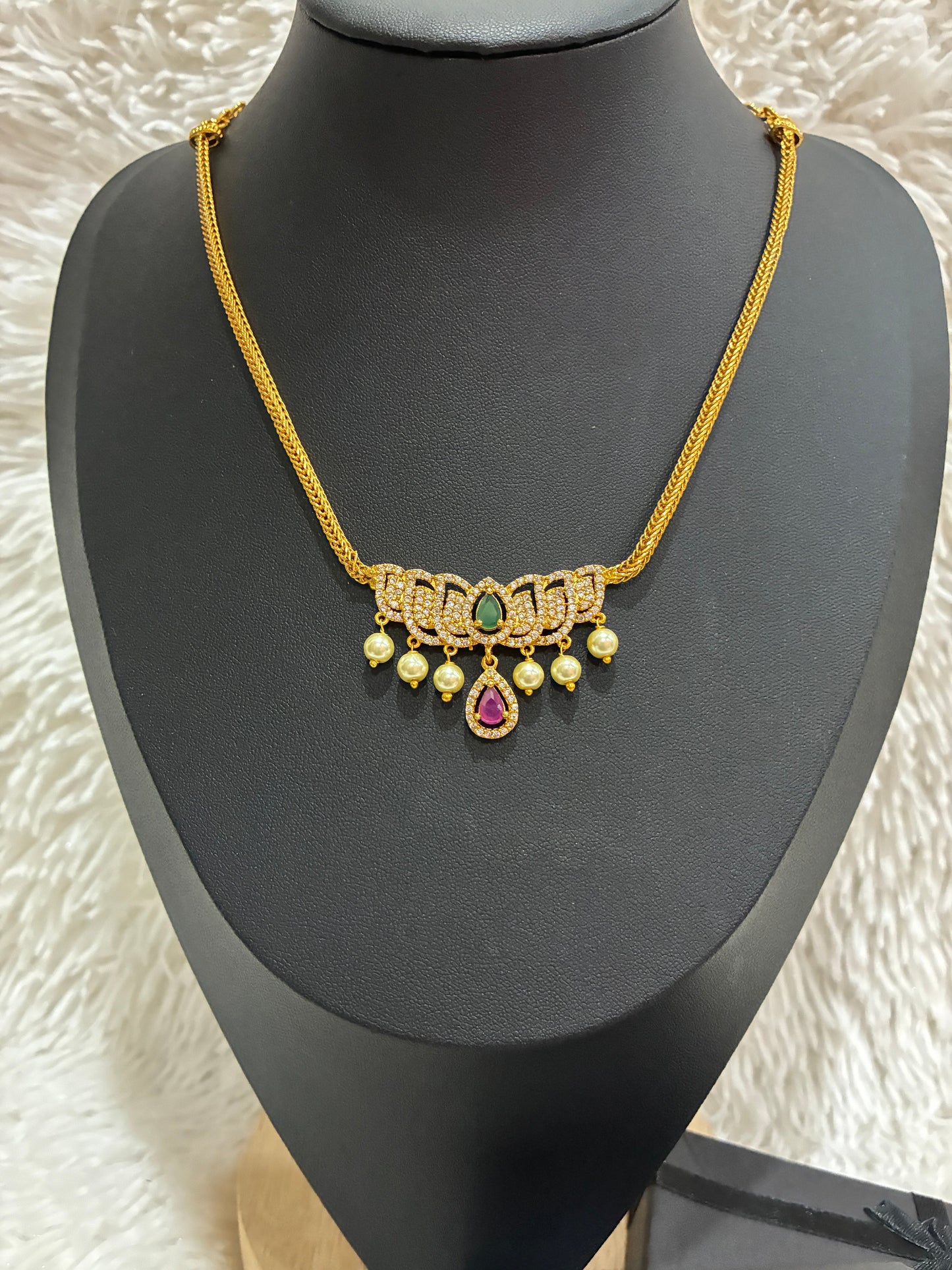 Micro Gold Plated Nanu with Lotus Pendant with Earrings Made4Madams