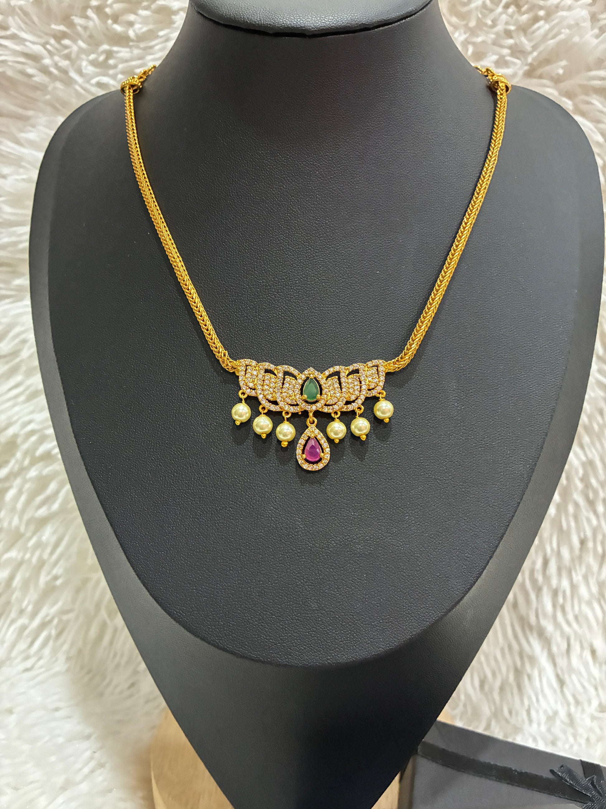 Micro Gold Plated Nanu with Lotus Pendant with Earrings Made4Madams