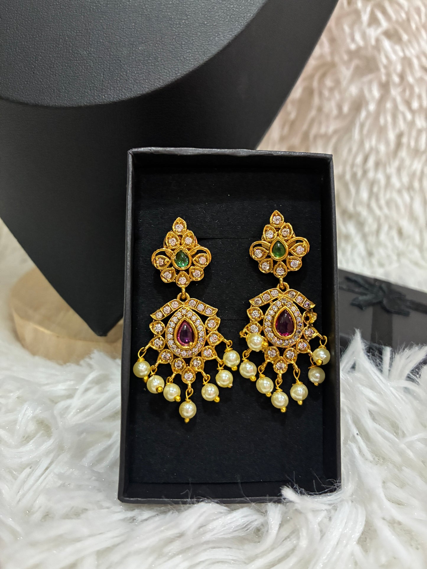 Micro Gold Plated Nanu with Floral design Pendant with Earrings Made4Madams