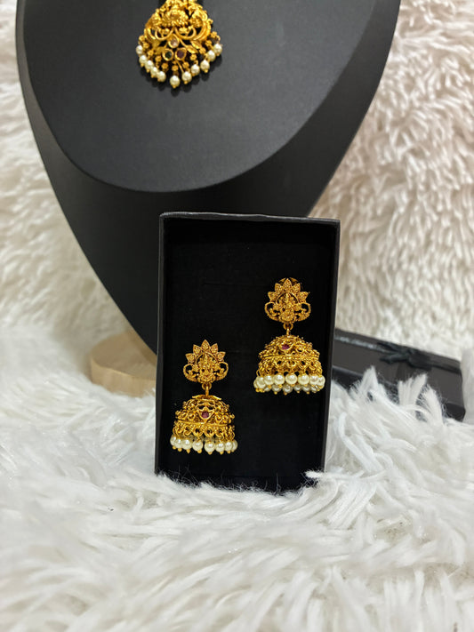 Micro Gold Plated Nanu with Lakshmi Pendant with Earrings Made4Madams