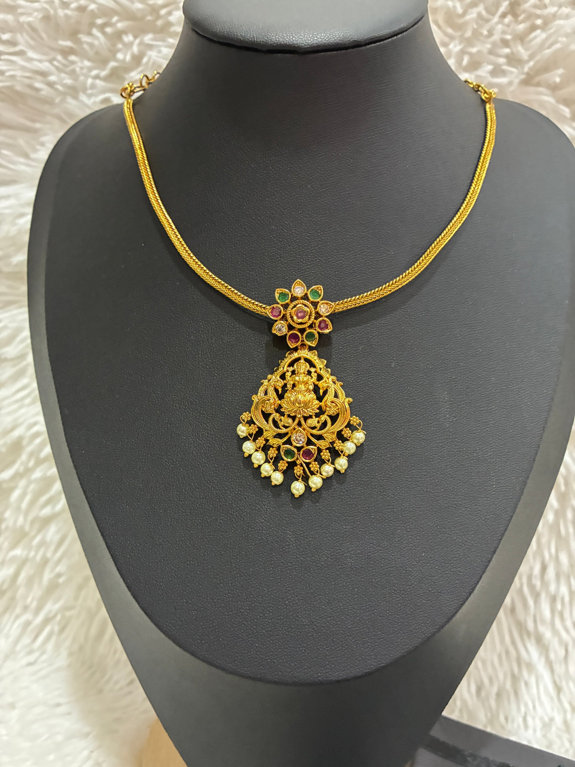 Micro Gold Plated Nanu with Lakshmi Pendant with Earrings Made4Madams