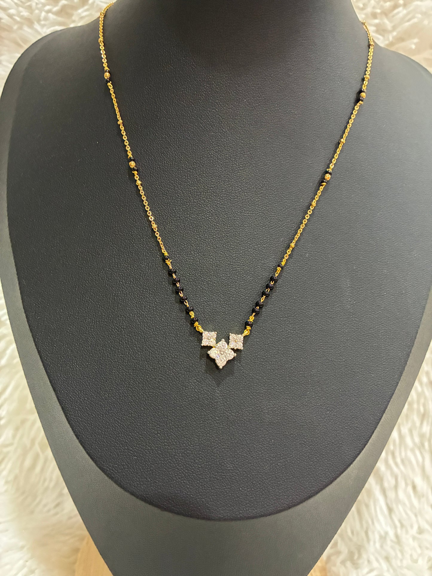 High Quality Micro gold plated chain with floral black bead chain Made4Madams