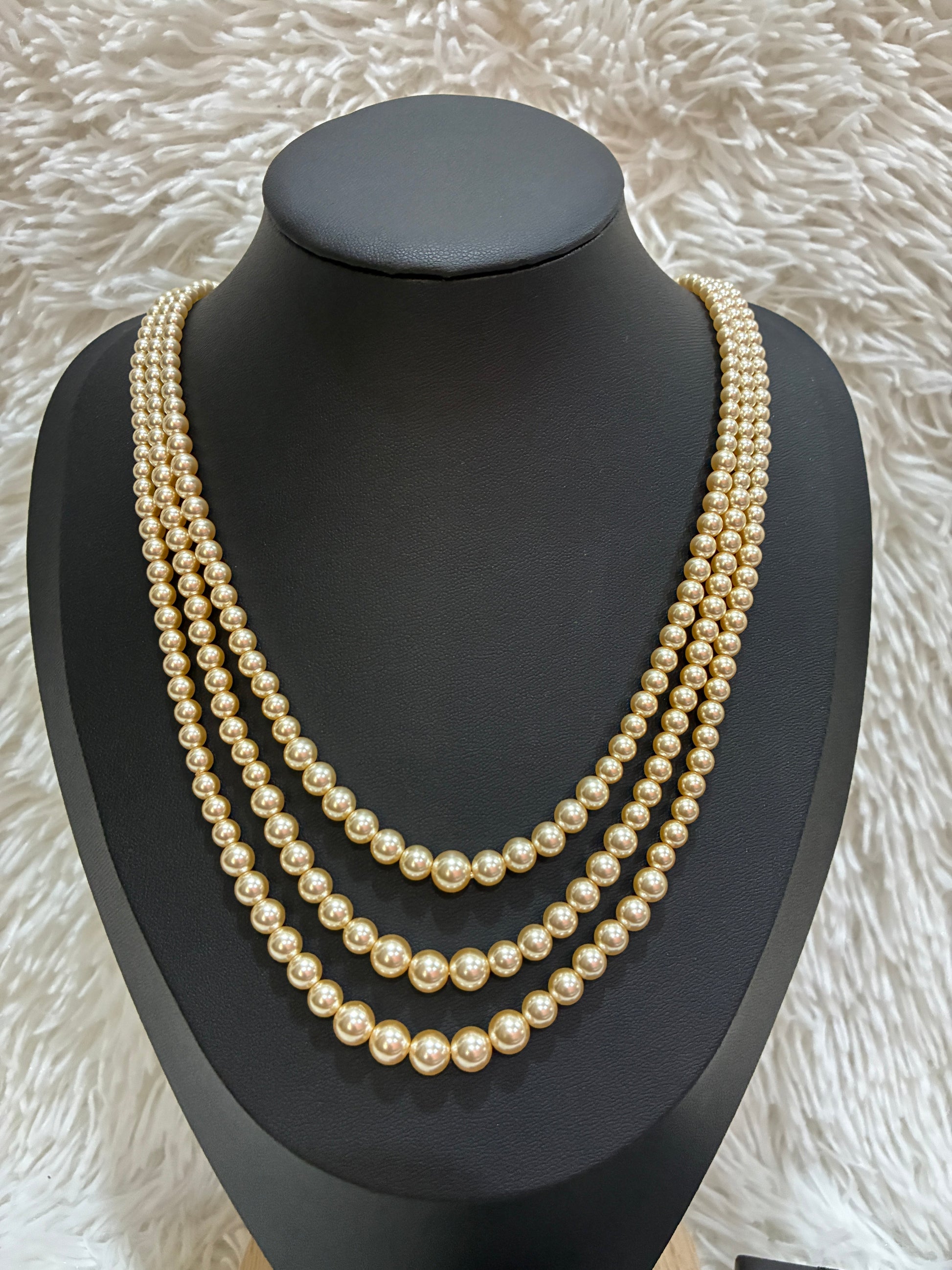 Classic 3-Strand original Swaroski Pearl Haram with Studs Made4Madams