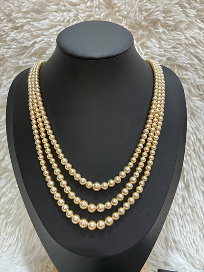 Classic 3-Strand original Swaroski Pearl Haram with Studs Made4Madams