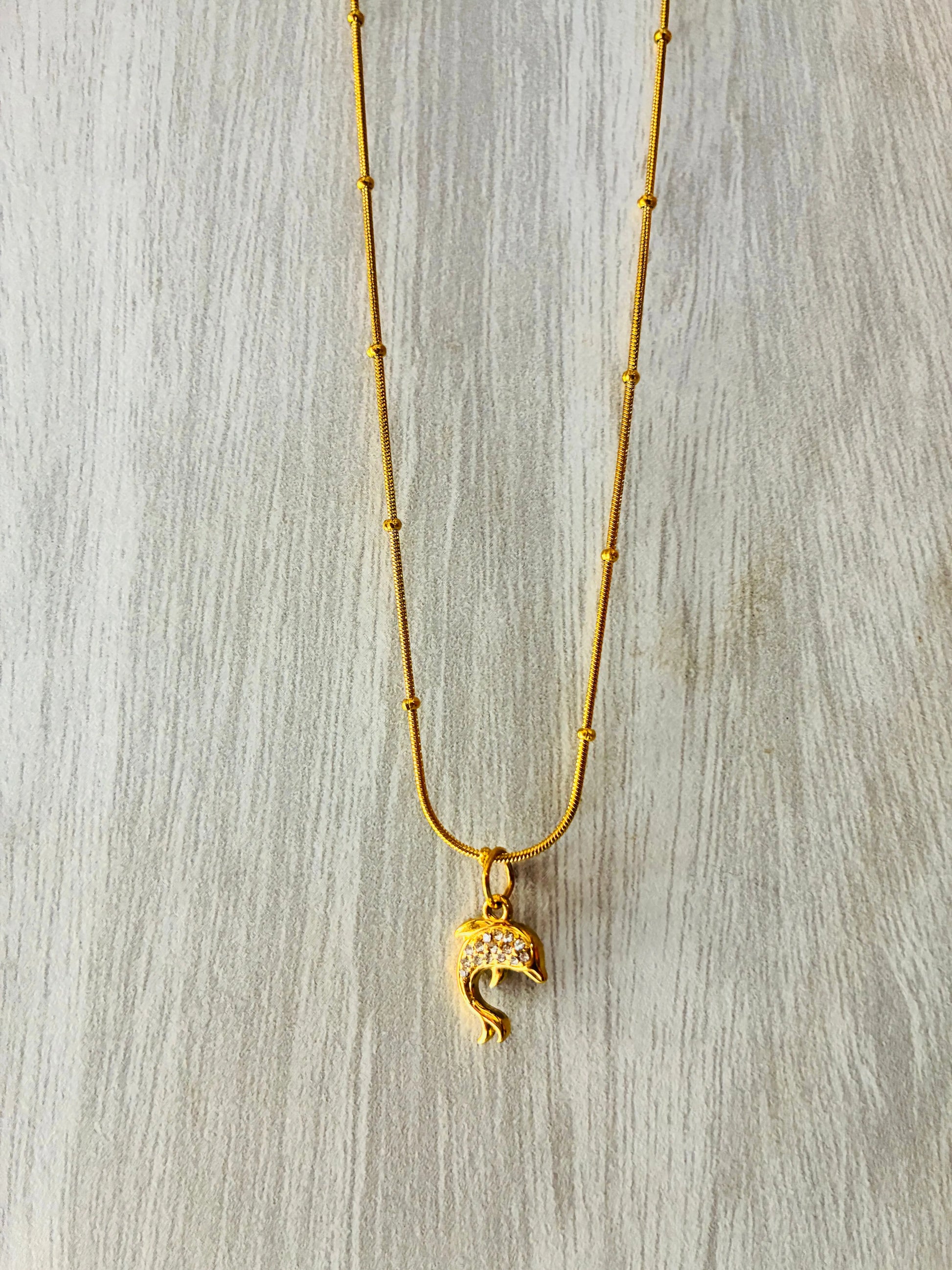 Multi Stone Dolphin 18k Gold Plated Pendant Made4Madams