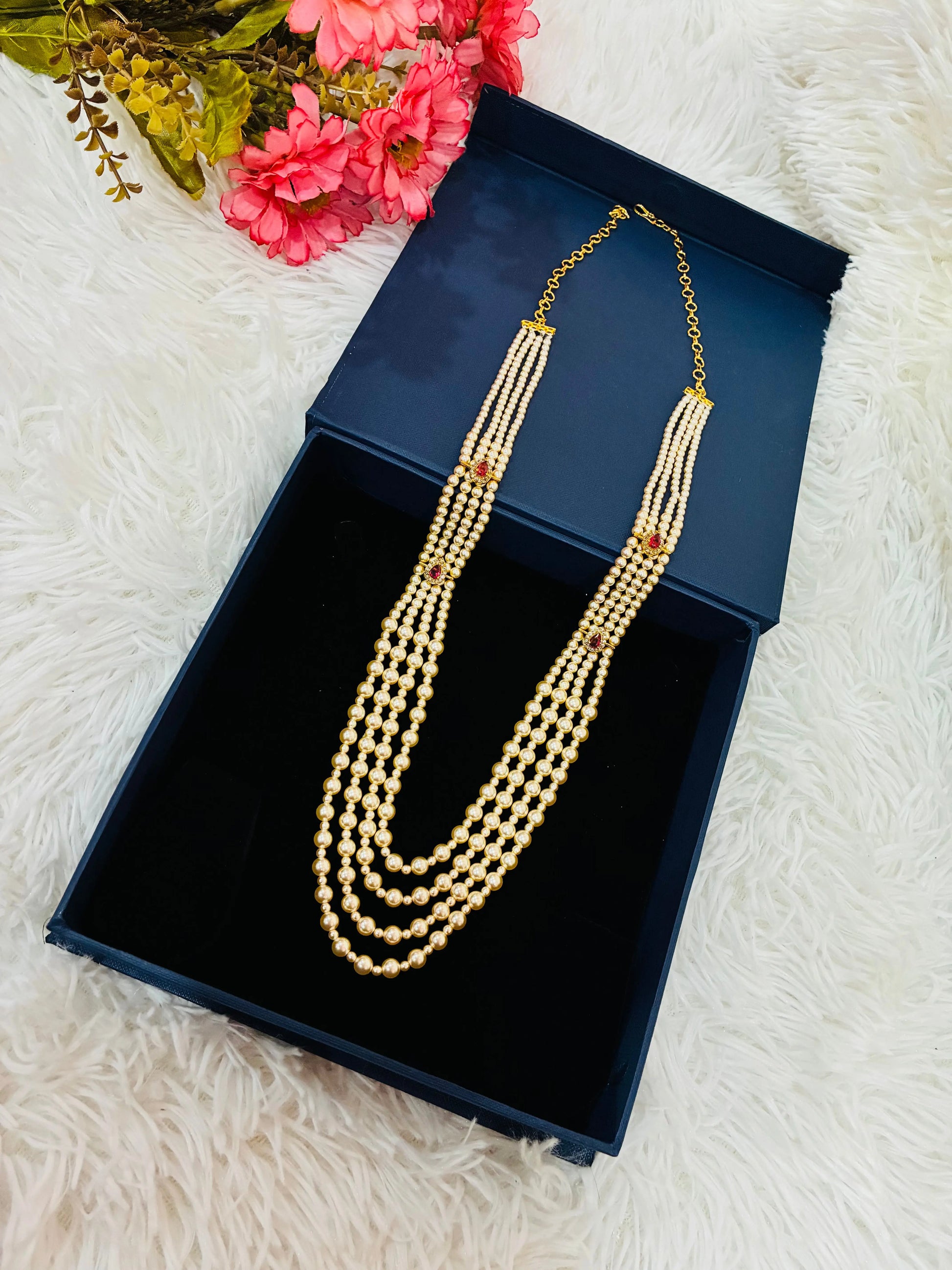 Classic 4-Strand original Swaroski Pearl Haram Necklace Made4Madams