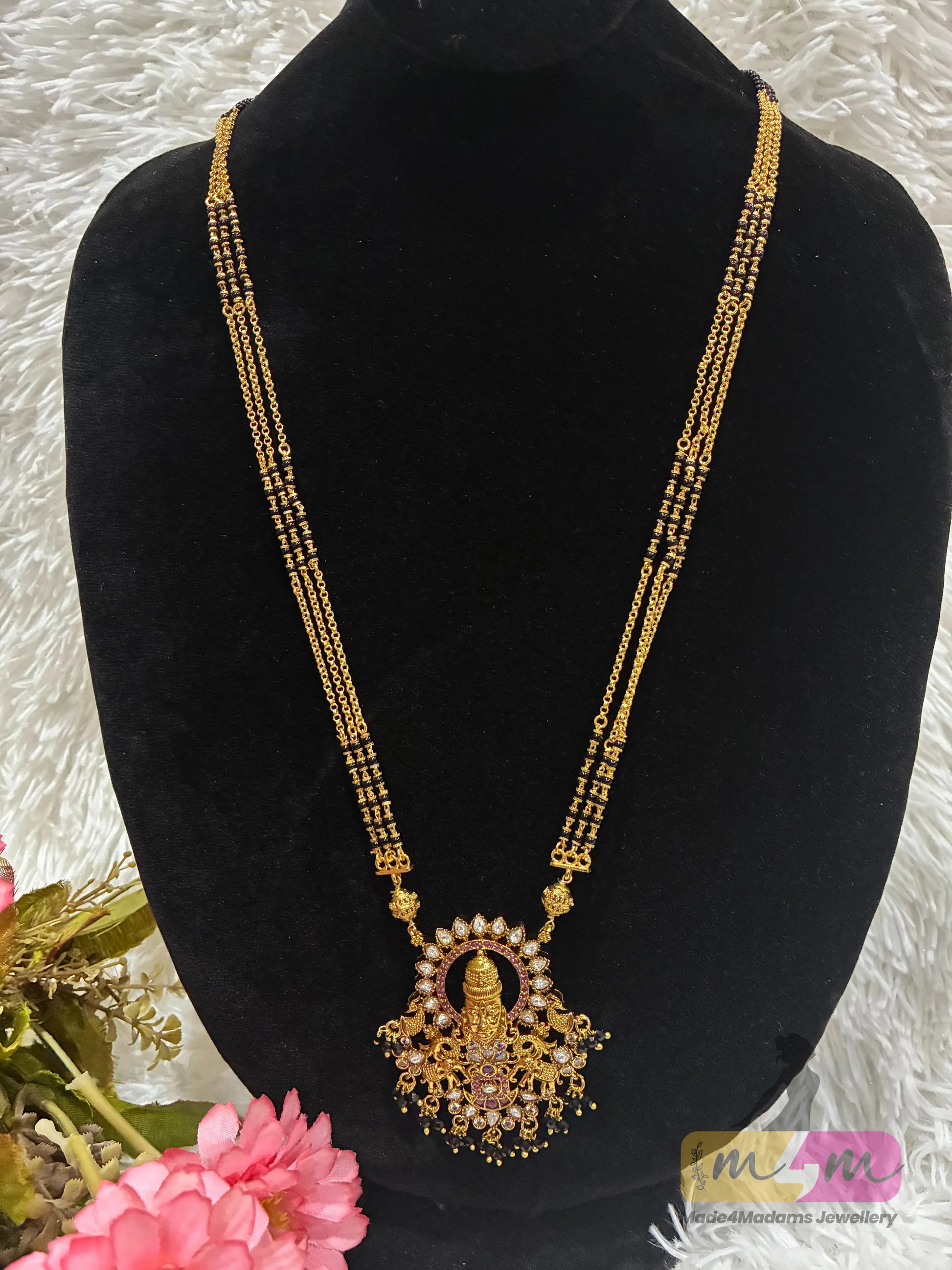 Premium Micro Plated Lakshmi Pendant Long Mangalsutra Made4Madams