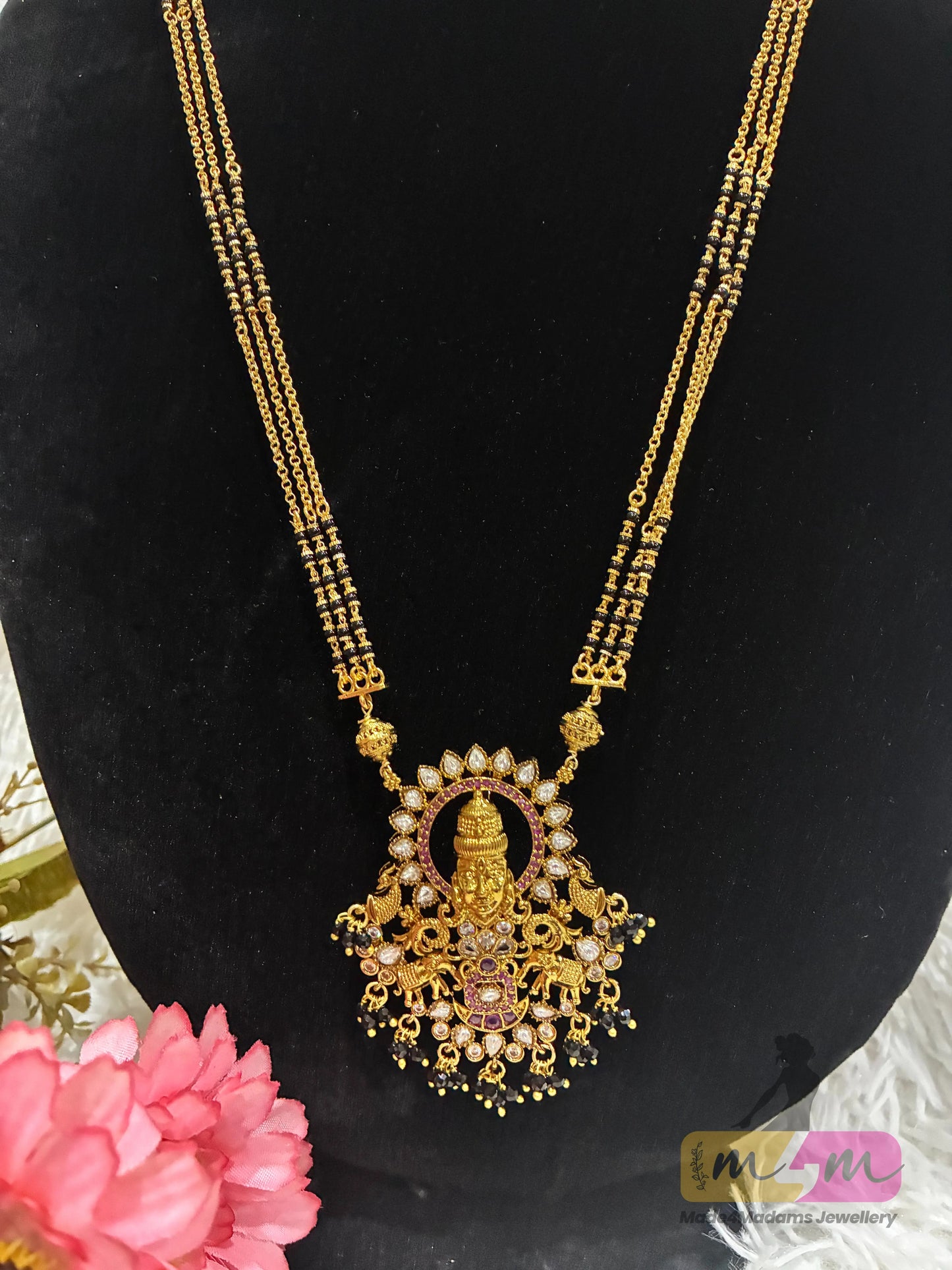 Premium Micro Plated Lakshmi Pendant Long Mangalsutra Made4Madams
