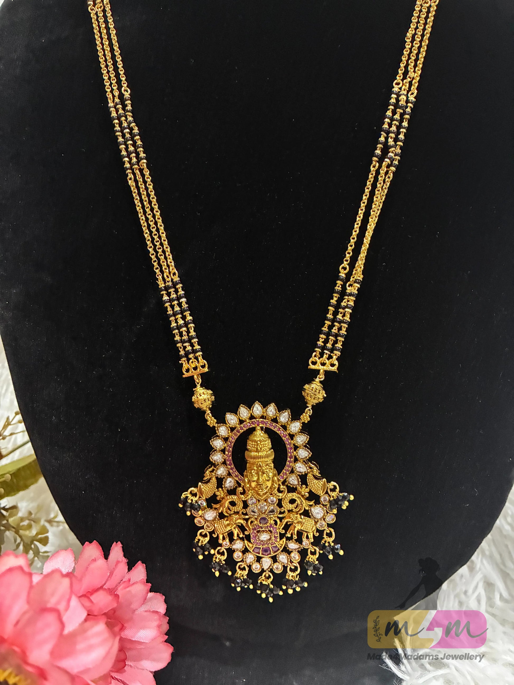 Premium Micro Plated Lakshmi Pendant Long Mangalsutra Made4Madams