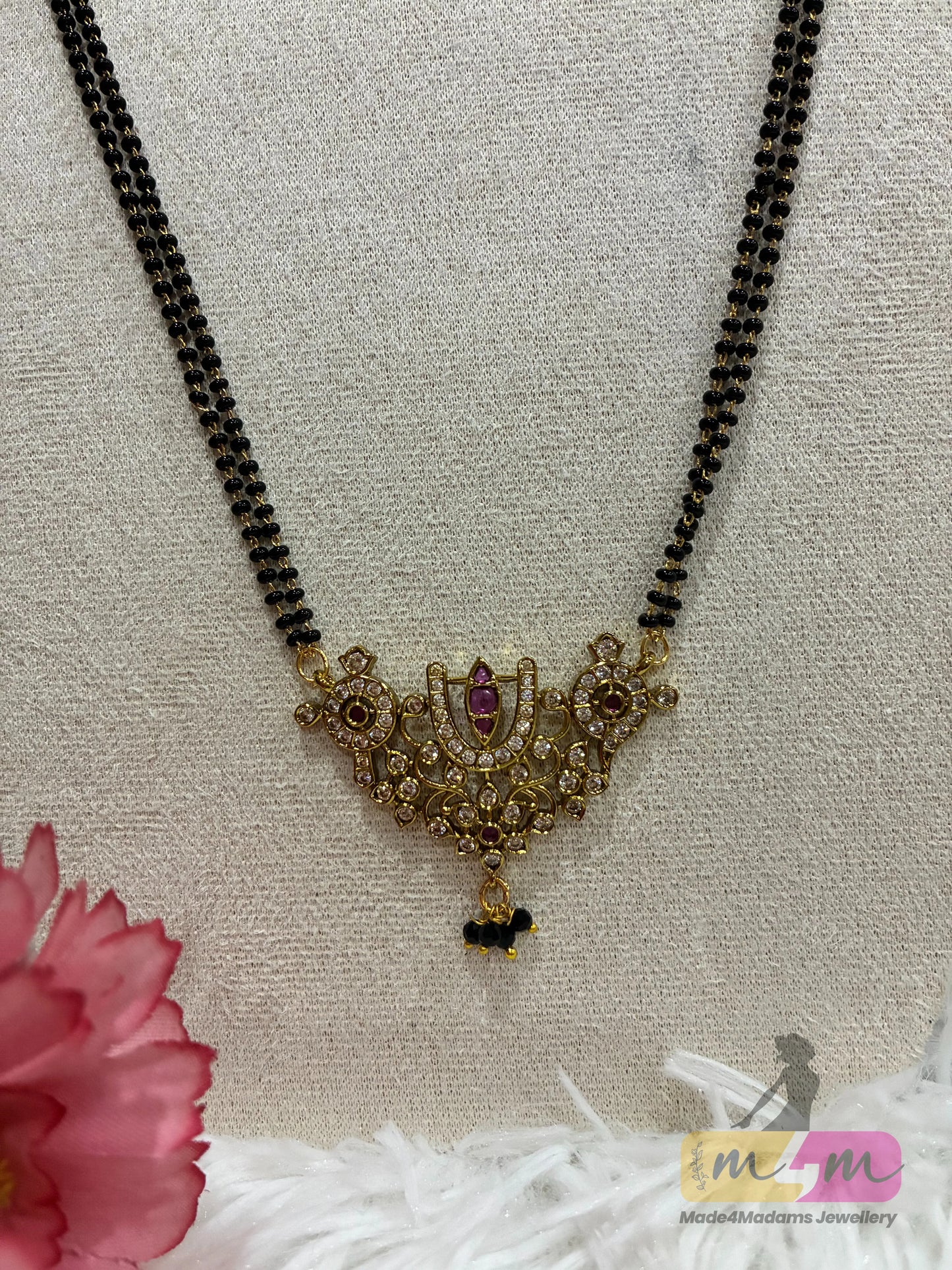 2 layered Gold Finsh Temple design Pendant Mangalsutra Made4Madams