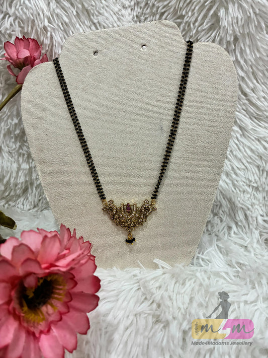 2 layered Gold Finsh Temple design Pendant Mangalsutra Made4Madams