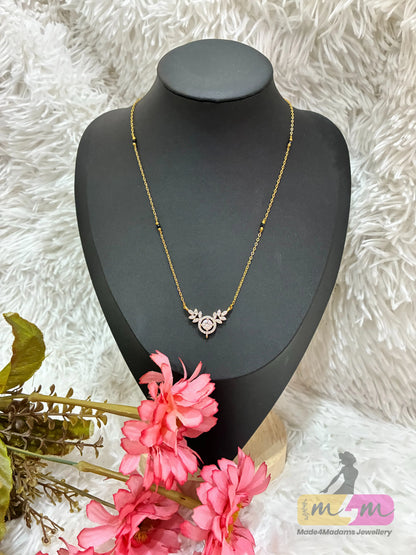Diamond alike Mangalsutra with Leaf design pendant Made4Madams