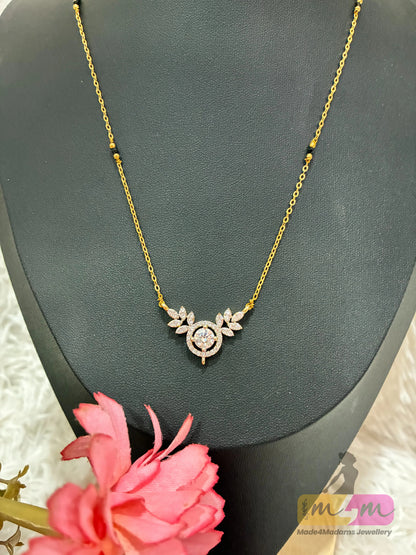 Diamond alike Mangalsutra with Leaf design pendant Made4Madams