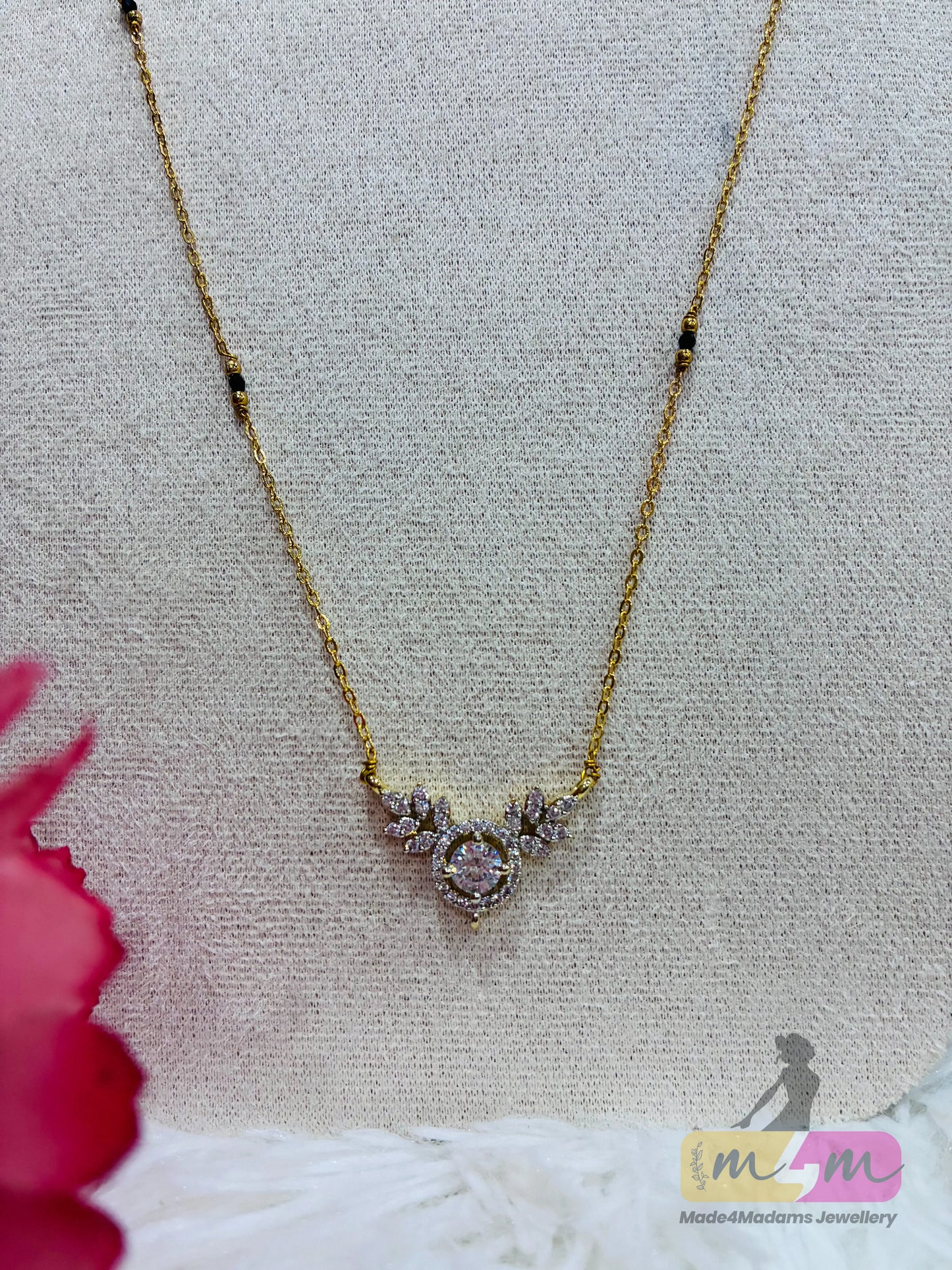Diamond alike Mangalsutra with Leaf design pendant Made4Madams