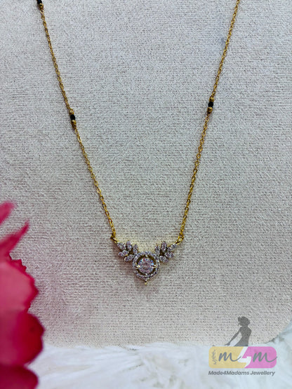 Diamond alike Mangalsutra with Leaf design pendant Made4Madams