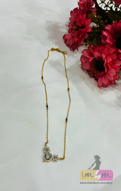 Diamond alike Mangalsutra with Leaf design pendant Made4Madams