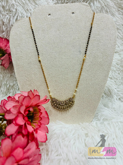 Gold Plated and Black Beaded Mangalsutra chain Made4Madams
