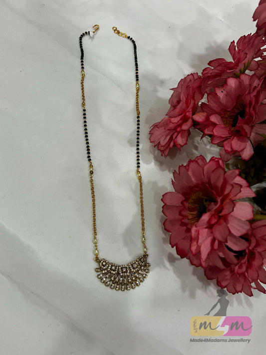 Gold Plated and Black Beaded Mangalsutra chain Made4Madams