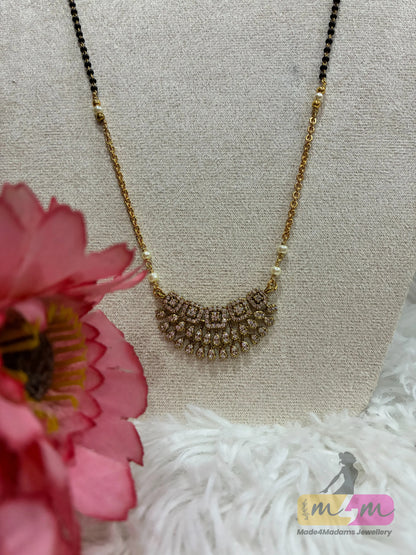 Gold Plated and Black Beaded Mangalsutra chain Made4Madams