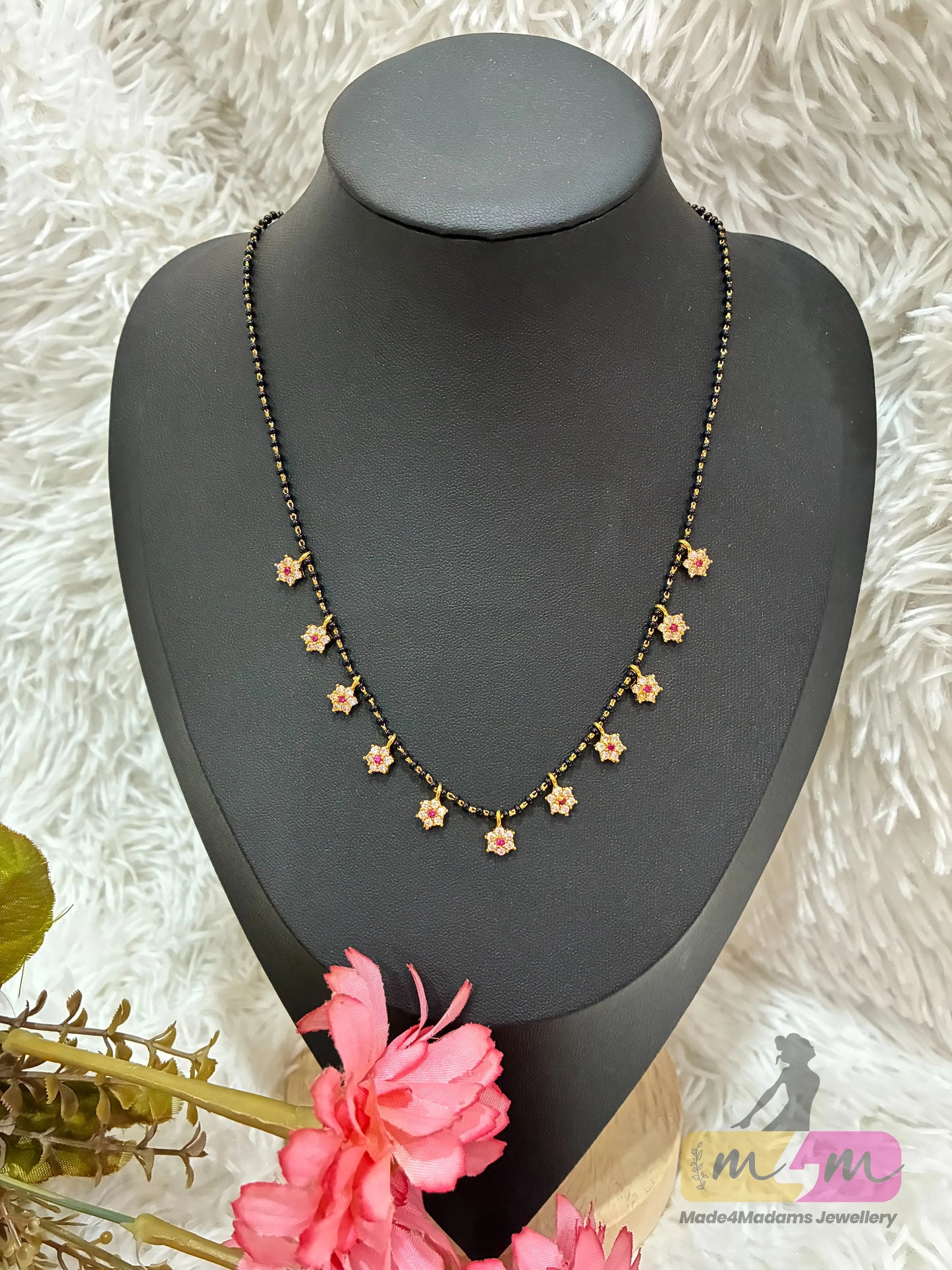 AD Stone-studed Beaded Mangalsutra Made4Madams