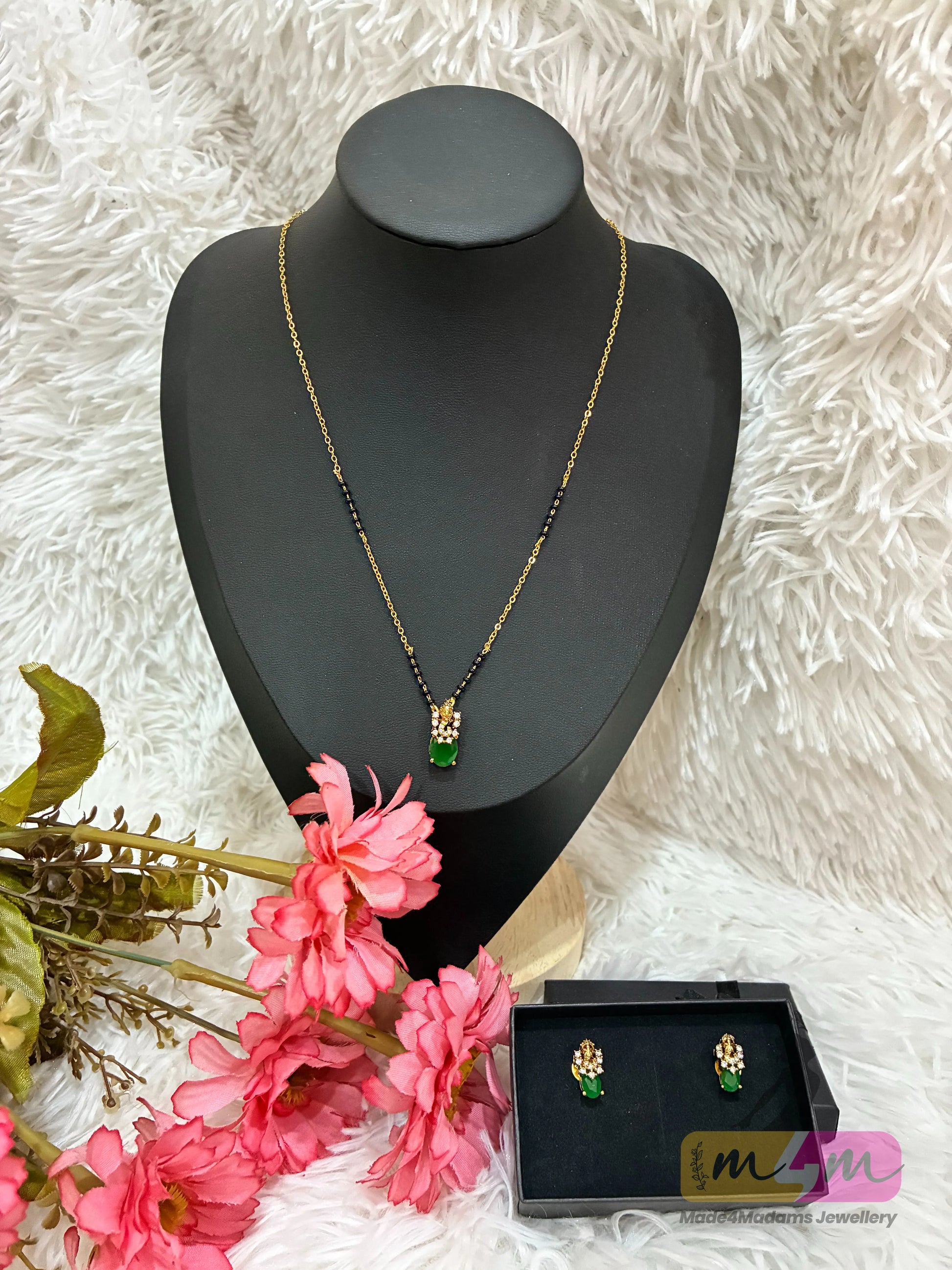Gold-Plated Mangalsutra Set with Earrings Made4Madams