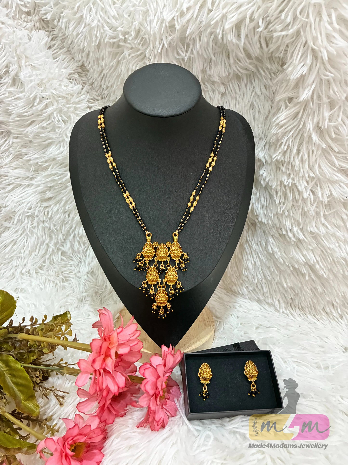 Micro Gold Plated Lakshmi Pendant 2 layered Mangalsutra Set Made4Madams