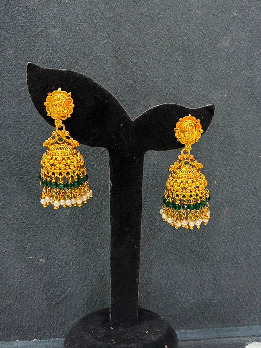 Modern Antique gold-plated Earrings - Green