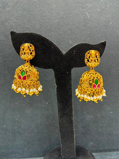 Jadau Kundan Antique butta gold-plated Earrings