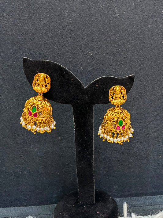 Jadau Kundan Antique butta gold-plated Earrings
