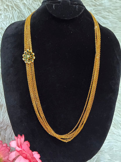 Necklace - 6 Lines Chandhraharam Green and Pink Varients