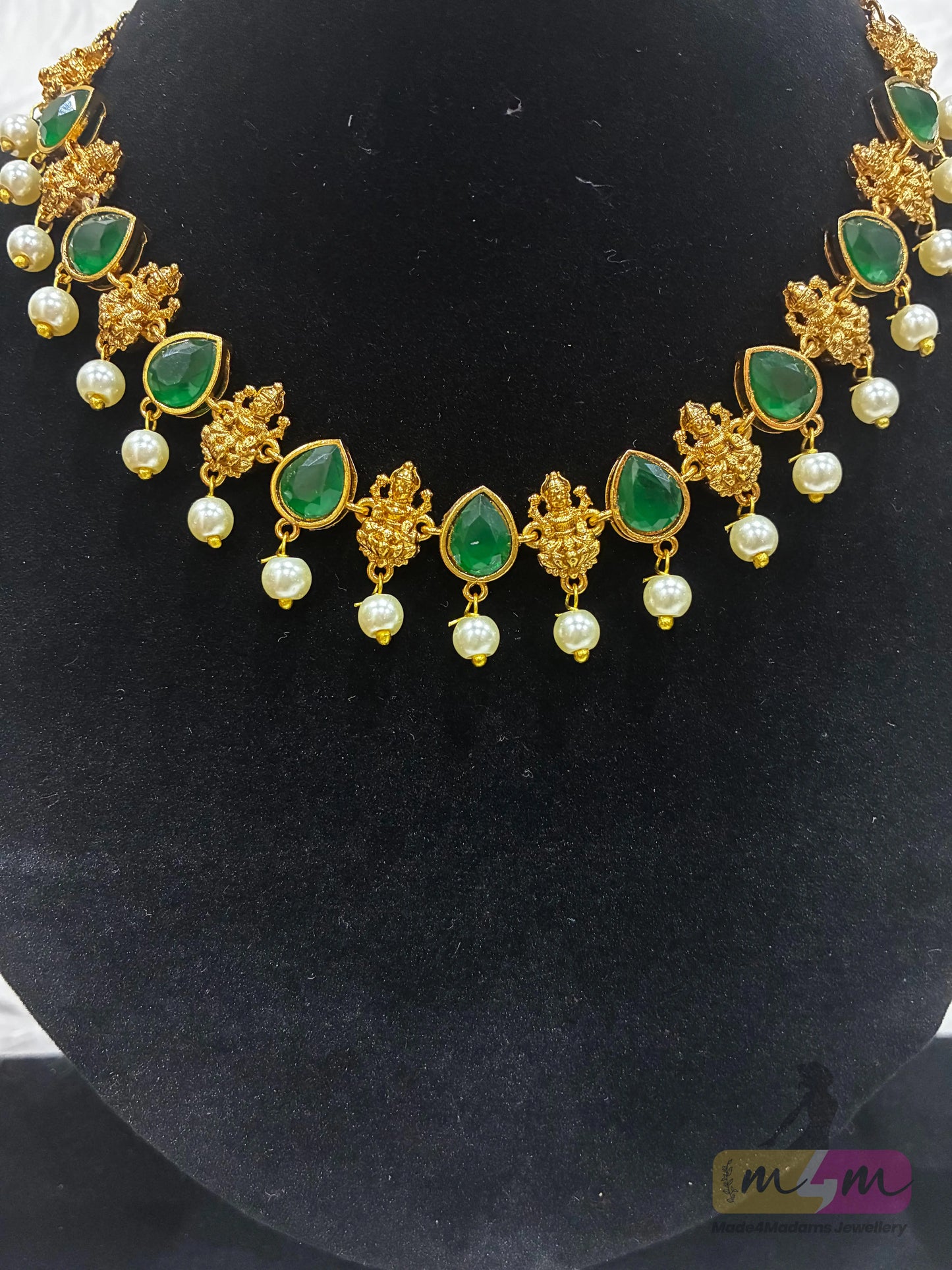 God Lakshmi Motif Choker Style Necklace Set Made4Madams