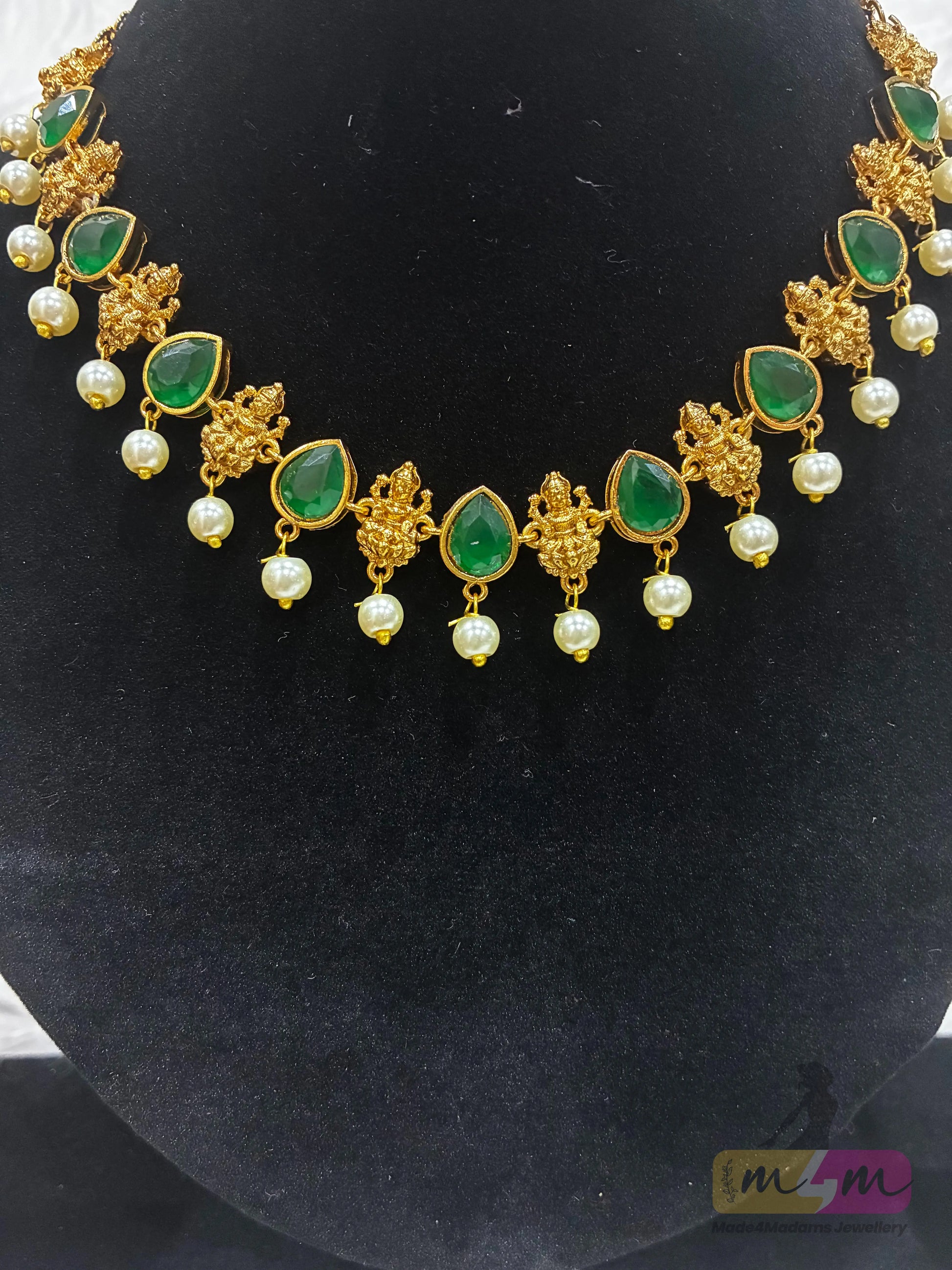 God Lakshmi Motif Choker Style Necklace Set Made4Madams