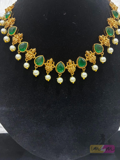 God Lakshmi Motif Choker Style Necklace Set Made4Madams