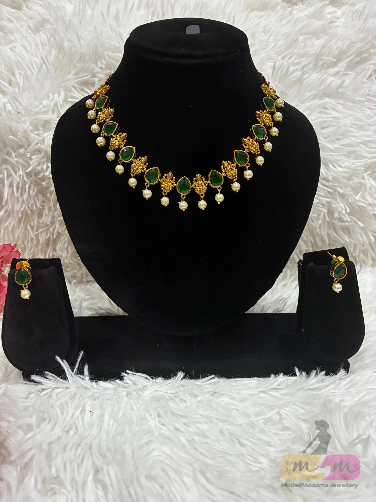 God Lakshmi Motif Choker Style Necklace Set Made4Madams