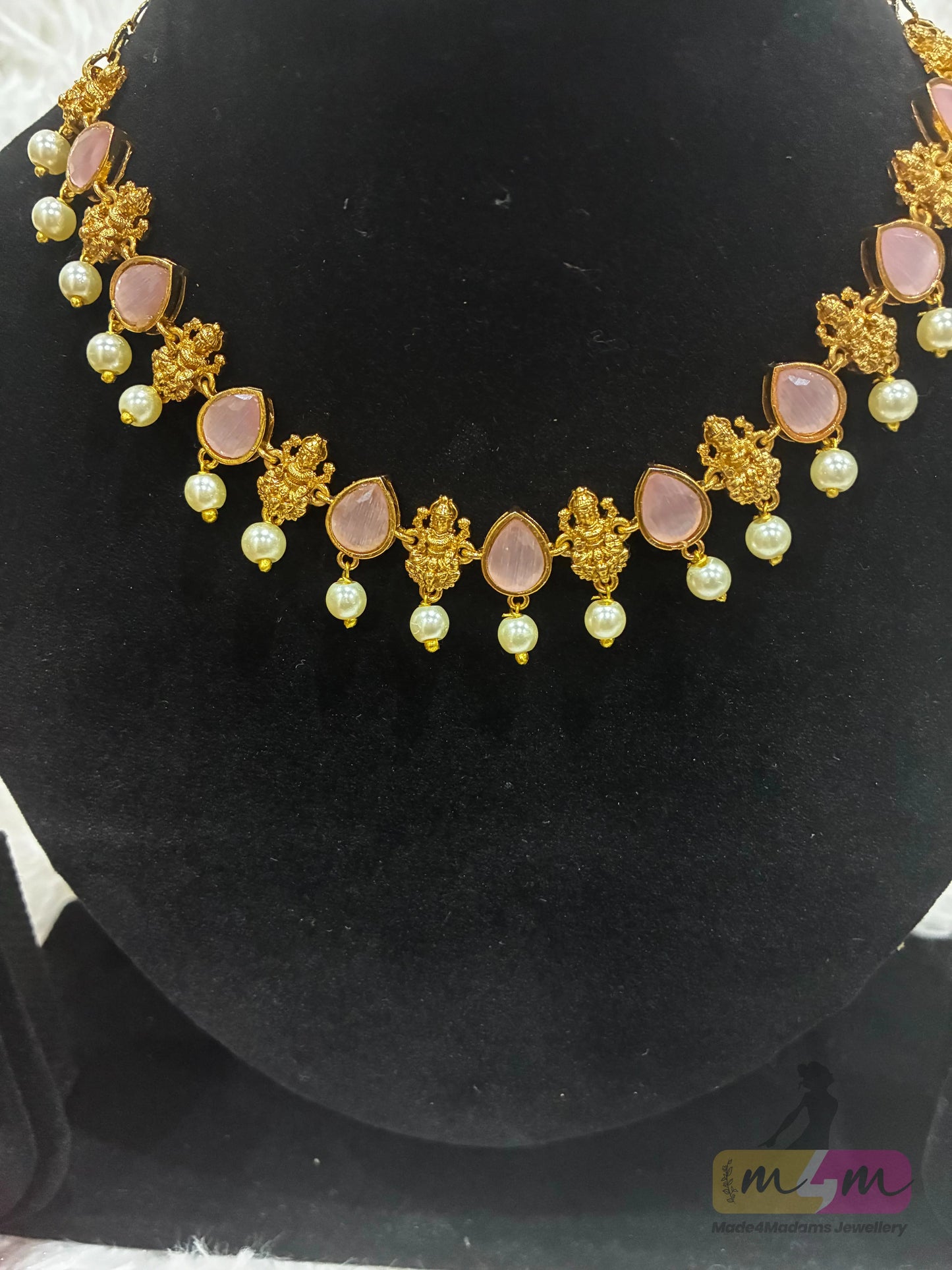 God Lakshmi Motif Choker Style Necklace Set Made4Madams