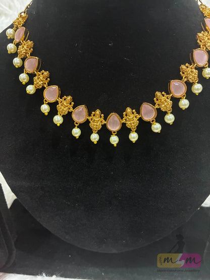 God Lakshmi Motif Choker Style Necklace Set Made4Madams