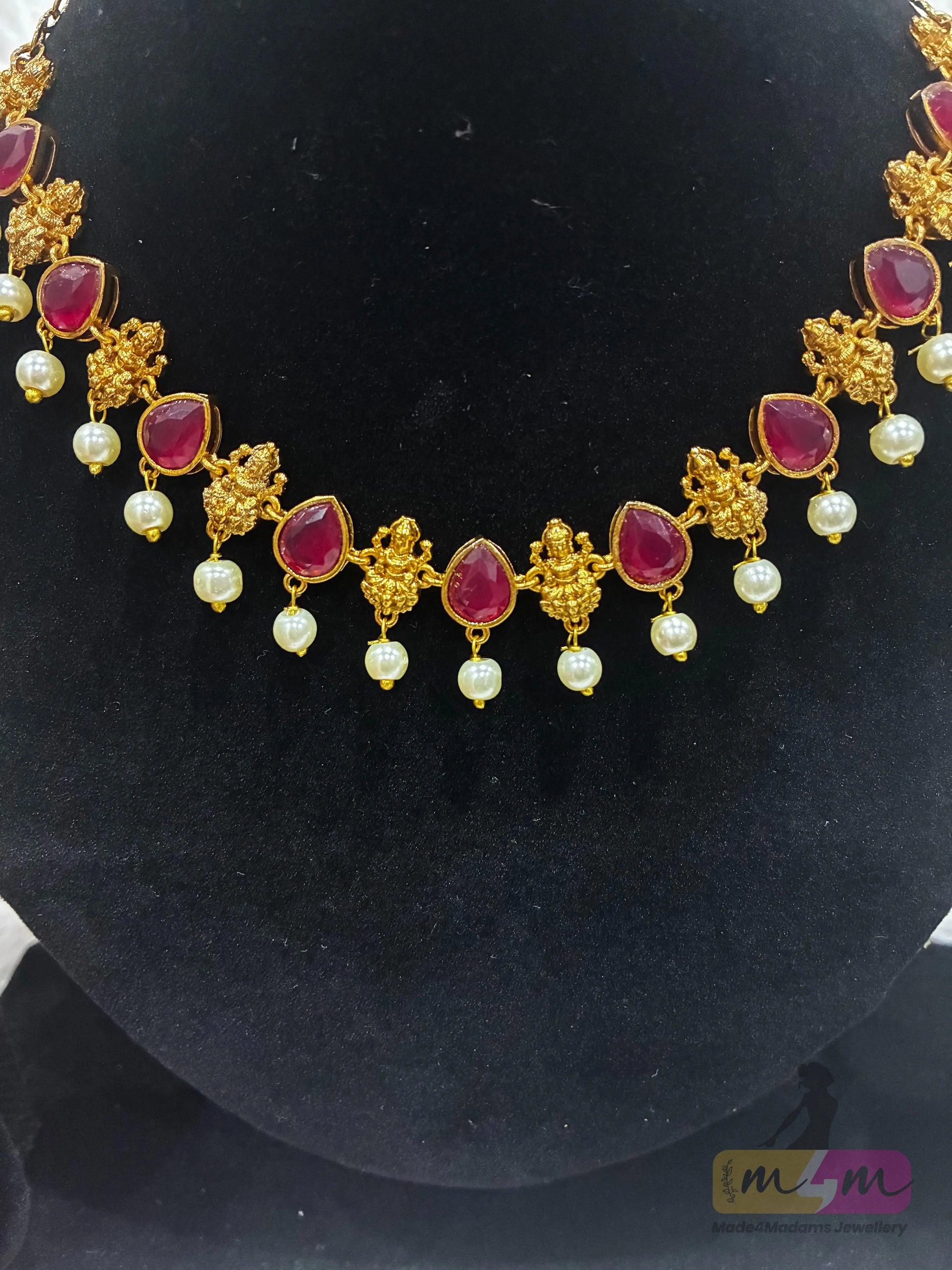 God Lakshmi Motif Choker Style Necklace Set Made4Madams