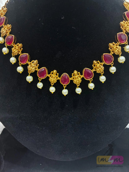 God Lakshmi Motif Choker Style Necklace Set Made4Madams