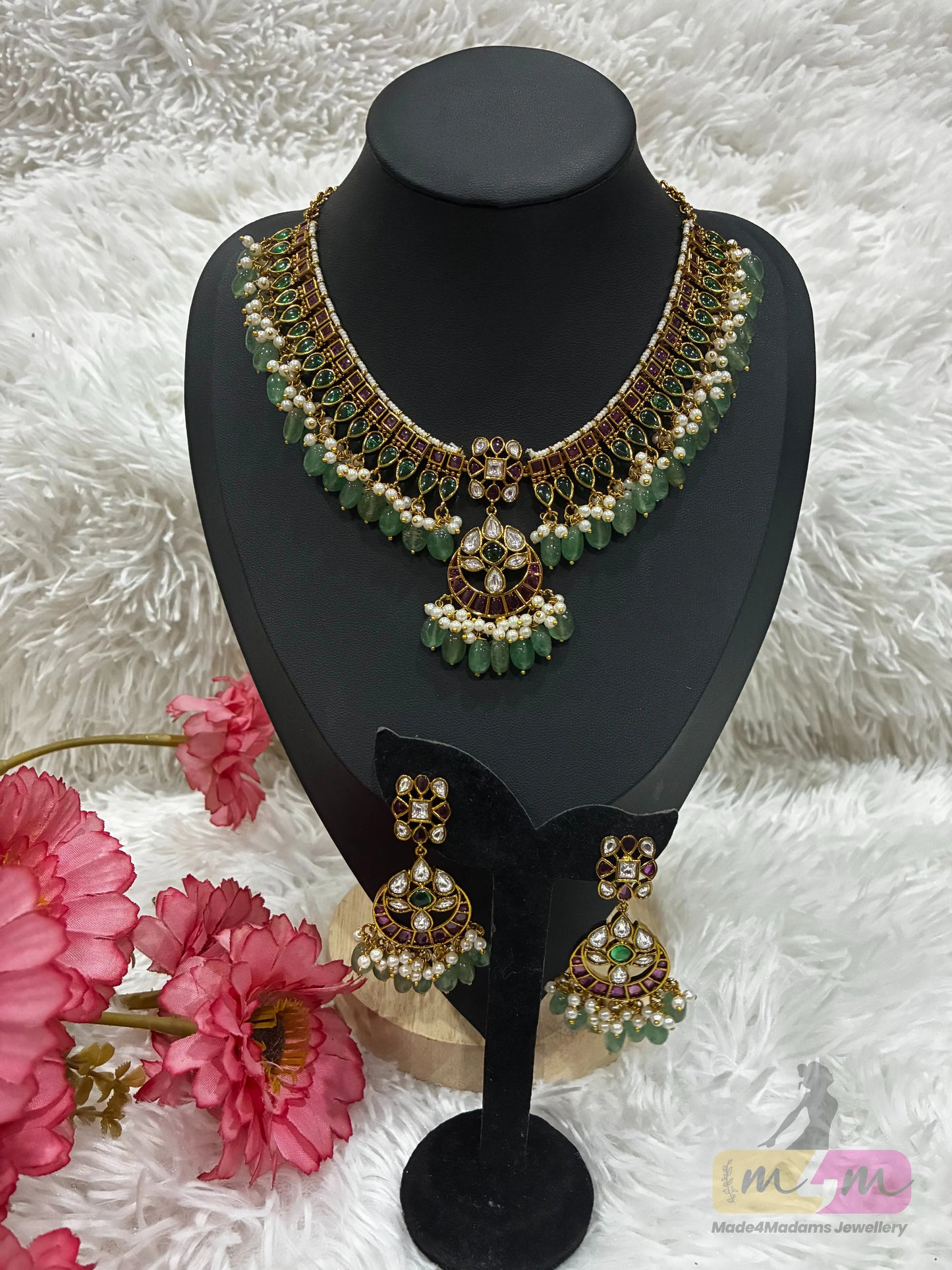 Trending Jadau Kundan necklace Set Made4Madams