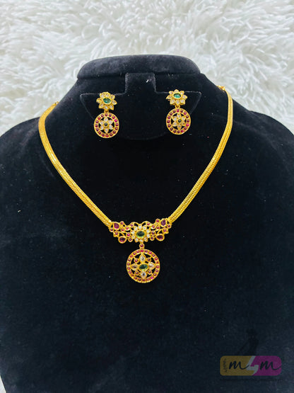 Gold Plated Bottu stlye Nanu Necklace set Made4Madams